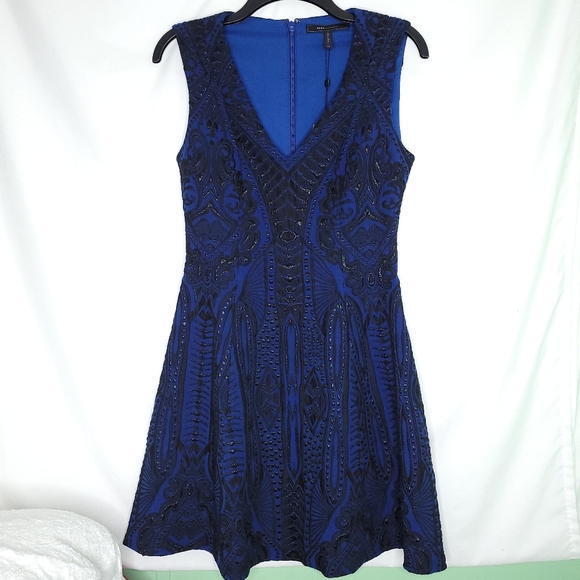 BCBGMAXAZRIA Black & Blue Hannelli Fit And Flare Sleeveless Dress Size 6 (NWT) - Picture 1 of 12